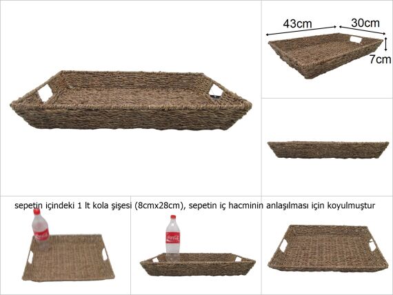 sd28093 dekoratif dikdörtgen hasır tepsi sepet - 1