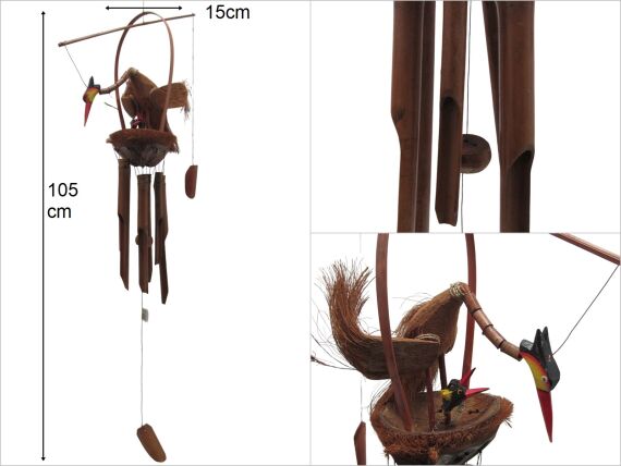 sd31034 turna dekorlu bambu rüzgar çanı - 1