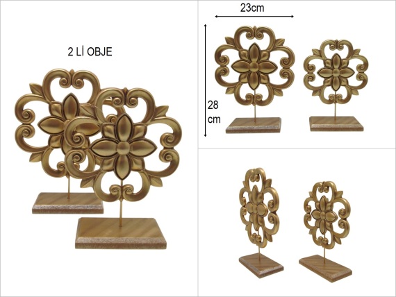 sd31817 dekoratif 2 li altın renkli obje - 1