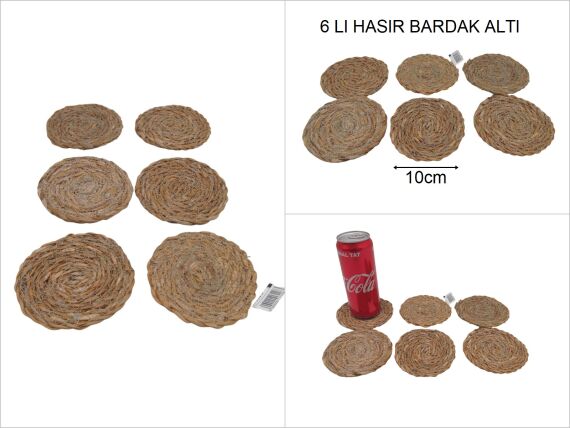 sd35192 dekoratif hasır bardak altı 6 lı set - 1