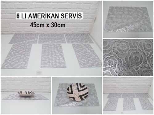 sd35470 dikdörtgen gri pvc amerikan servis 6 lı set - 1