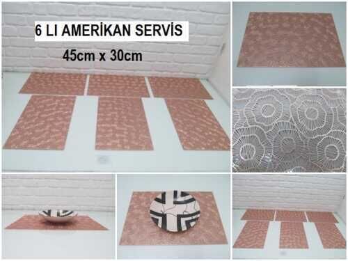 sd35473 dikdörtgen bakır rengi pvc amerikan servis 6 lı set - 1