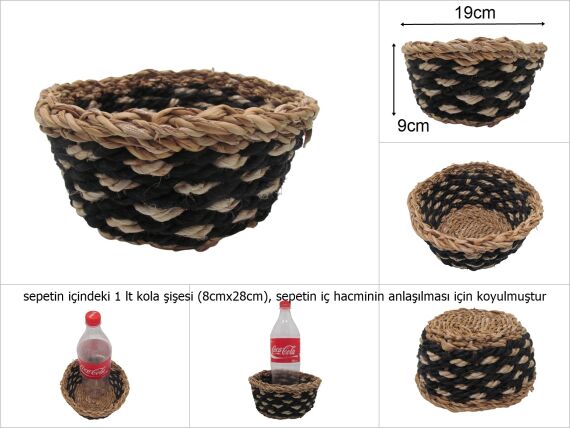 sd35613 dekoratif no1 yuvarlak hasır sepet - 1
