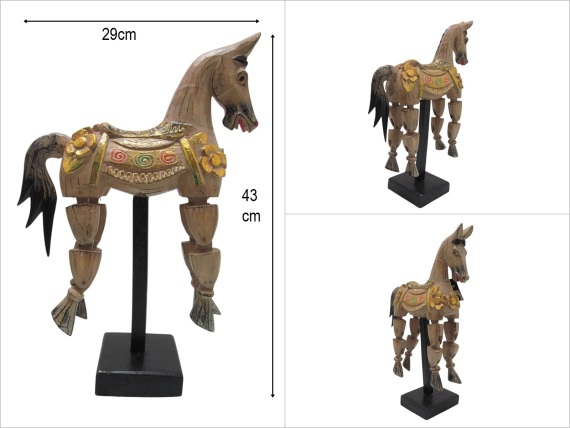 sd35752 el oyması otantik desenli ahşap at figürü - 1