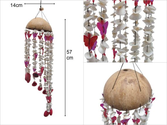 sd44625 hindistan cevizi çatılı deniz kabuğu dekoratif rüzgar çanı - 1