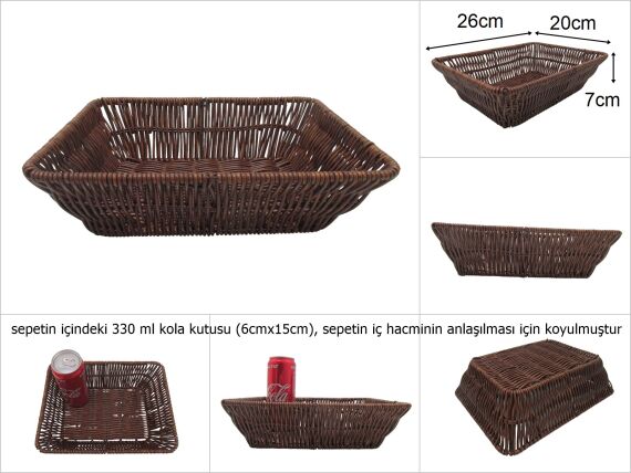 sd45601 hasır görünümlü plastik dikdörtgen sepet - 1