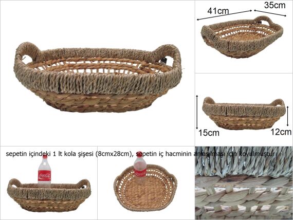 sd45682 dekoratif no2 oval naturel hasır sepet - 1