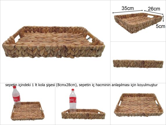 sd46617 dekoratif no2 dikdörtgen hasır sepet tepsi - 1