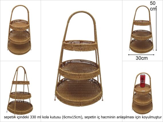 sd46815 pvc rattan örme 3 katlı yuvarlak sunum - 1