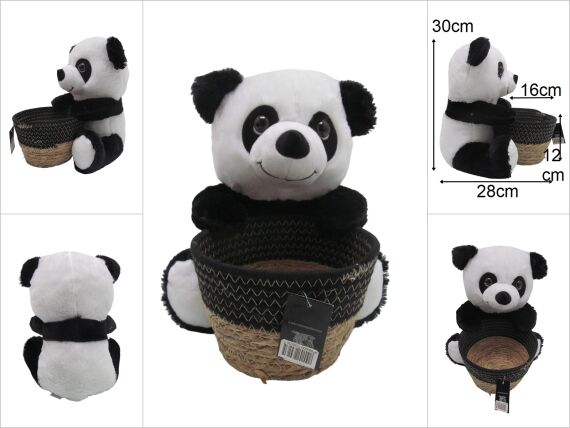 sd47172 hasır sepetli peluş panda - 1