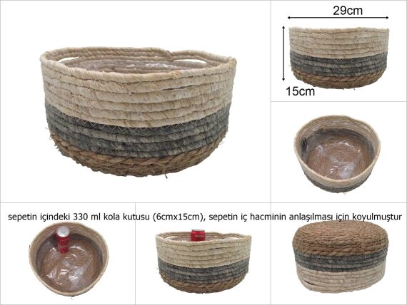 sd47402 dekoratif yuvarlak no3 hasır sepet kase - 1