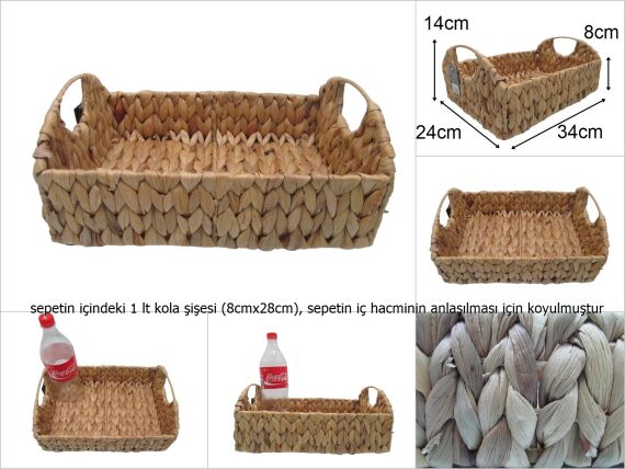 sd47519 dekoratif dikdörtgen no2 kulplu hasır sepet - 1