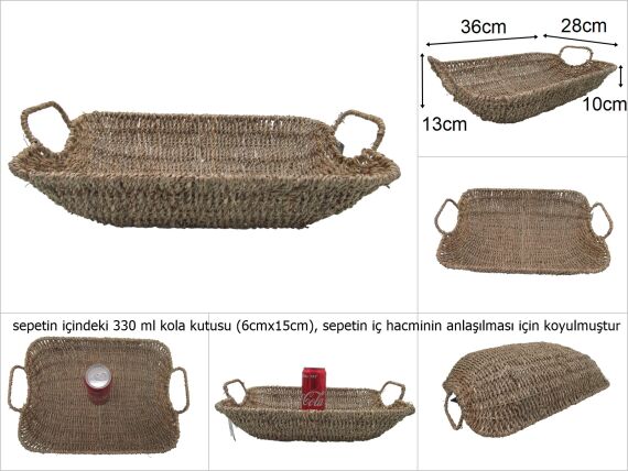 sd47706 dikdörtgen no3 kulplu hasır sepet - 1