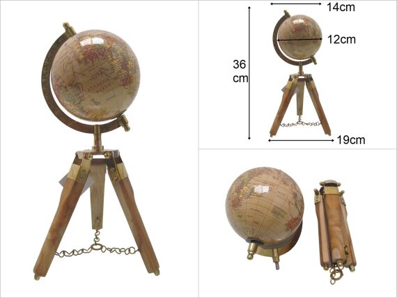 sd47996 dekoratif ahşap ayaklı dünya küre - 1