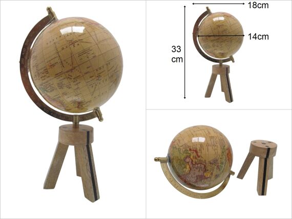 sd47999 dekoratif ahşap ayaklı dünya küre - 1