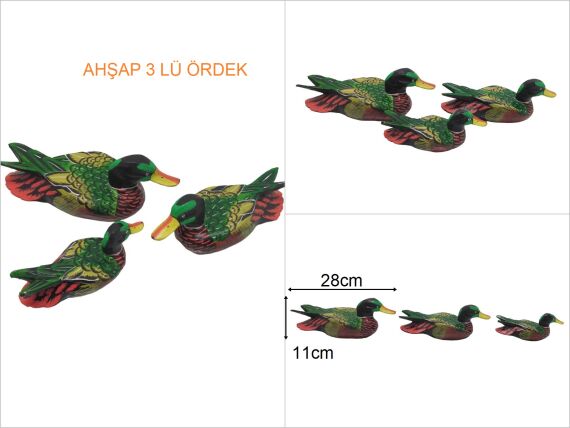 sd48300 dekoratif ahşap 3 lü ördek seti - 1