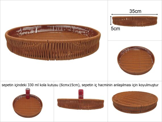 sd48476 dekoratif yuvarlak no3 pvc rattan tepsi - 1