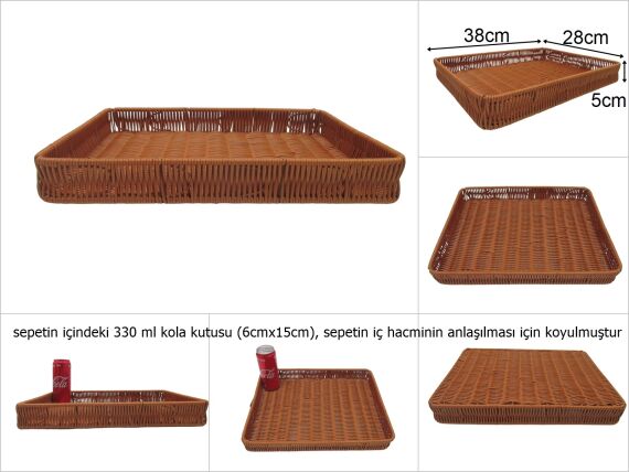 sd48479 dekoratif dikdörtgen no3 pvc rattan tepsi - 1