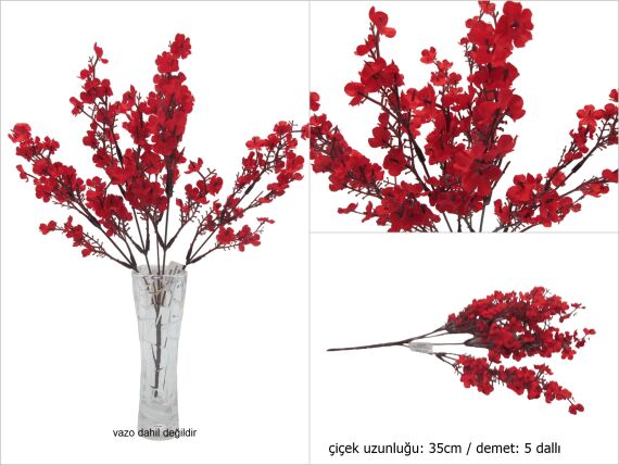 sd48496 dekoratif kırmızı yapay çiçek demeti - 1