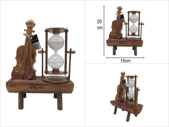 sd48621 kütük standlı keman dekorlu kum saati - 1