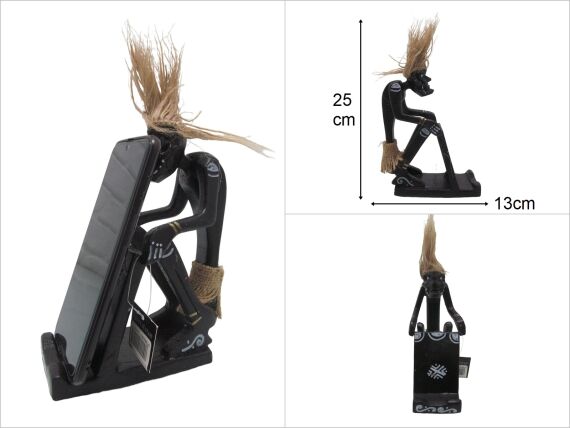 sd48654 dekoratif ahşap yamyam telefon tutacağı - 1
