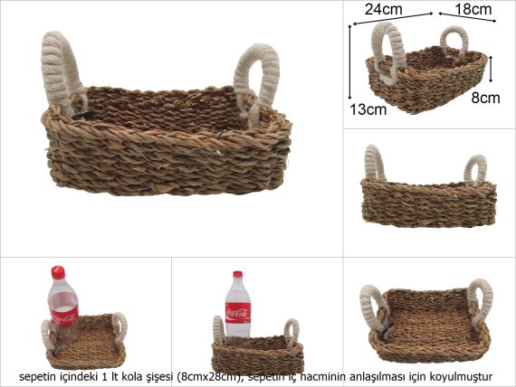 sd48710 dekoratif dikdörtgen kulplu no1 hasır sepet - 1