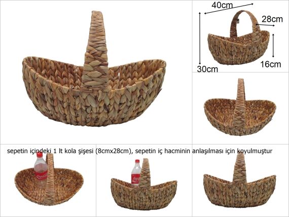 sd48907 üstten saplı no2 dekoratif gondol hasır sepet - 1