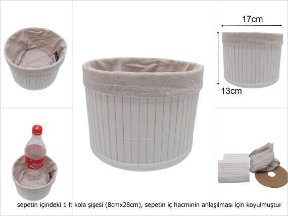 sd48935 katlanır yuvarlak beyaz bambu sepet - 1