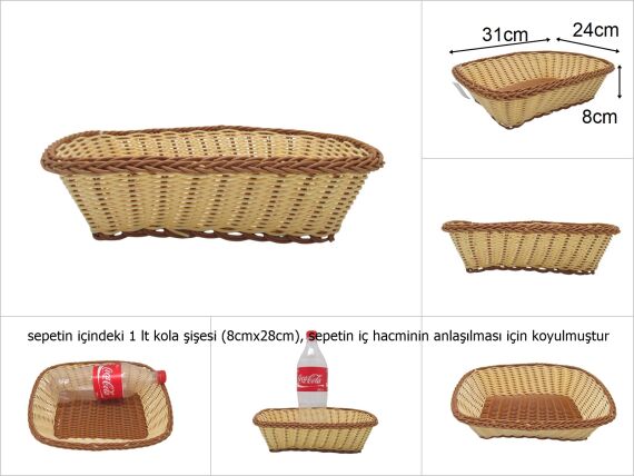 sd48991 pvc malzemeden el örgüsü dikörtgen sepet - 1