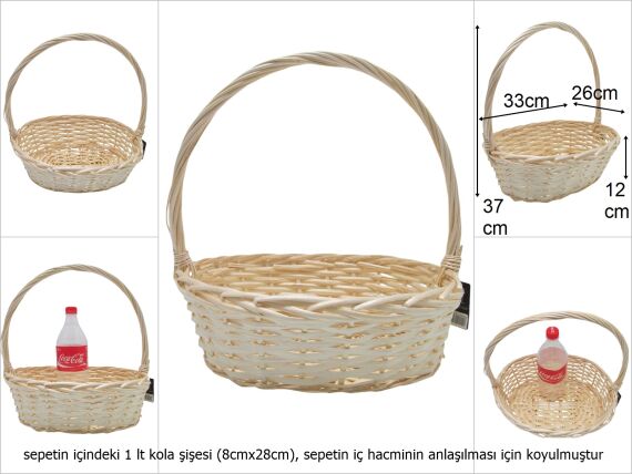 sd49014 üstten saplı oval no2 naturel söğüt sepet - 1