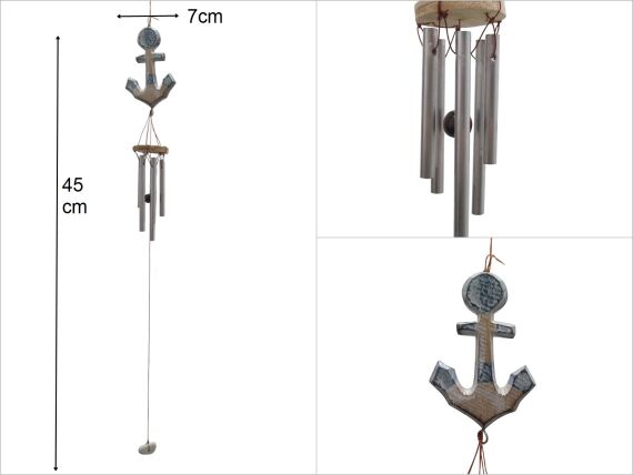 sd49305 ahşap çapa metal rüzgar çanı - 1