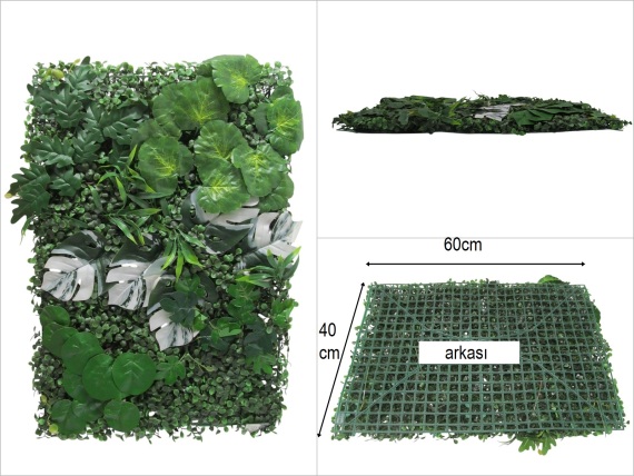 sd49682 dekoratif yapay yeşil yaprak pano - 1