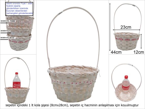 sd49711 üstten saplı bambu sepet ASORTİ - 1