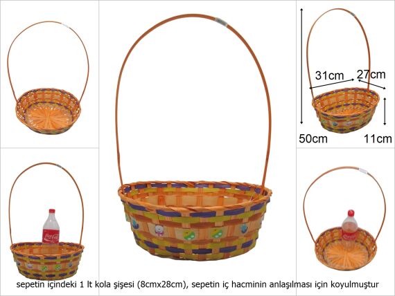 sd49713 üstten saplı oval turuncu bambu sepet - 1