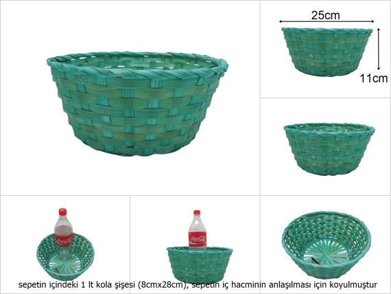 sd49745 yuvarlak turkuaz bambu sepet - 1