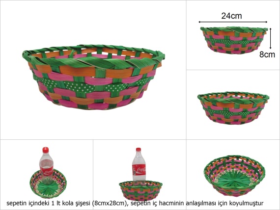 sd49751 yuvarlak yeşil bambu sepet - 1