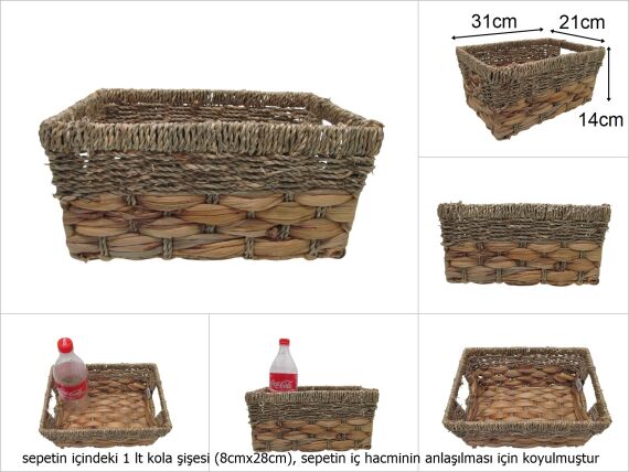 sd49800 dekoratif dikdörtgen no1 hasır organizer depolama sepeti - 1