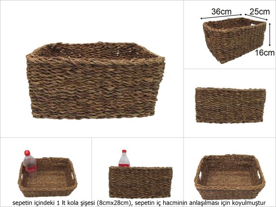 sd49842 dekoratif no3 dikdörtgen hasır sepet - 1