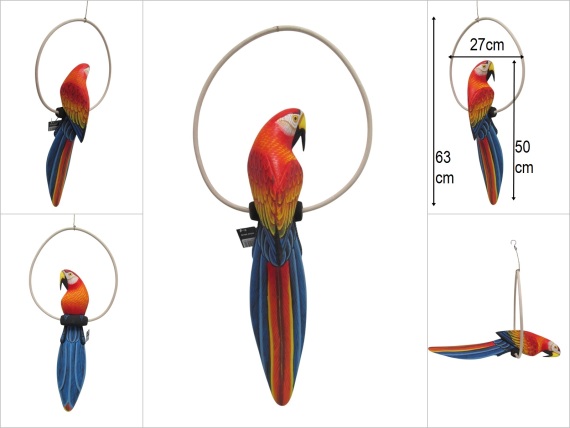 sd49993 dekoratif ahşap el yapımı çember tünekte papağan - 1